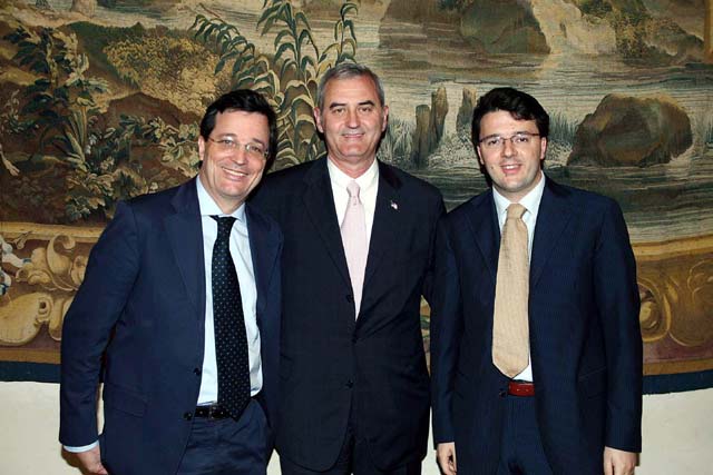 Presidente Regione Claudio Martini,Ambasciatore Americano Ronald Spogli e Presidente Matteo Renzi