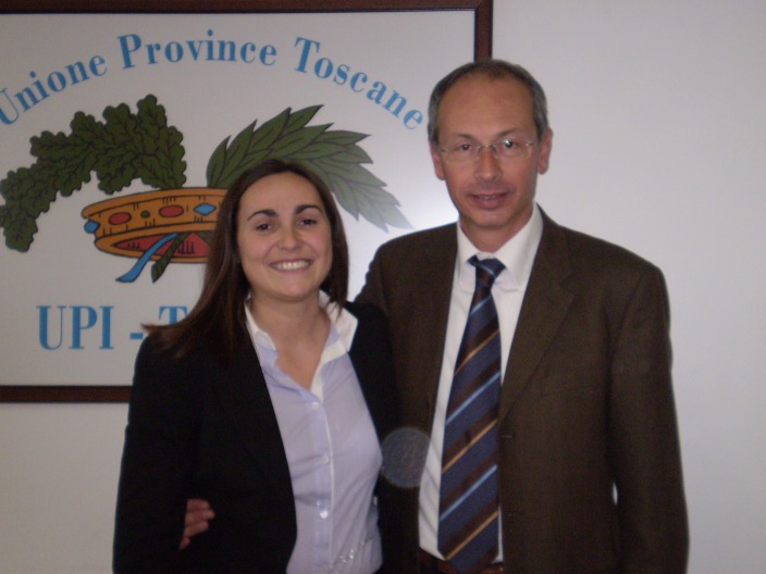 Consuelo Arrighi, neo coordinatrice dei Presidenti dei Consigli provinciali toscani, con il presidente di Upitoscana Pieroni
