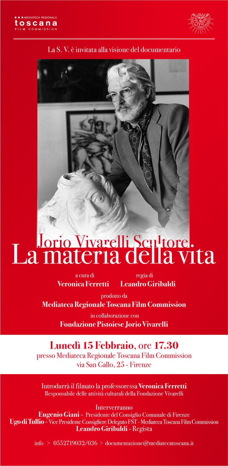 Locandina dela presentazione del documentario "Iorio Vivarelli scultore, La materia della vita"