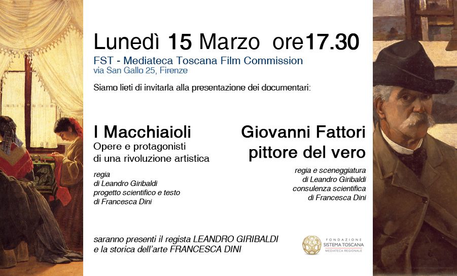 Locandina-invito presentazione documentari sui Macchiaioli