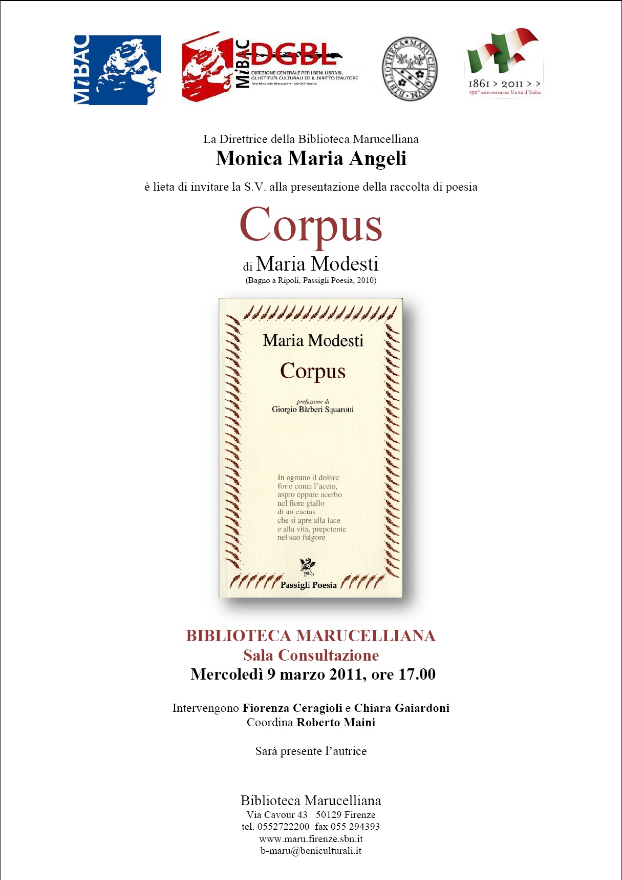 Presentazione di Corpus alla Biblioteca Marucelliana