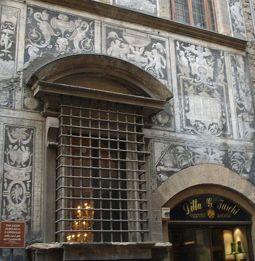 Graffiti sulla casa di Bianca Cappello in via Maggio a Firenze (immagine tratta da Wikimedia Commons)