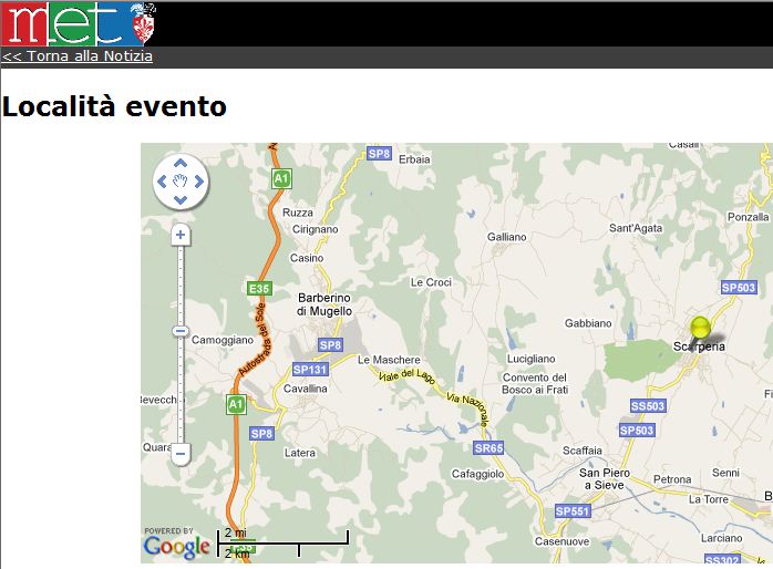 Le notizie su Met sono ora georeferenziate in modo puntuale