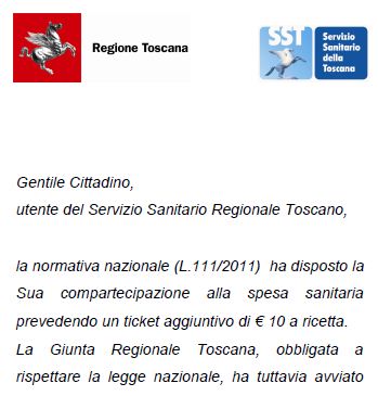 Brochure della Regione per spiegare ai cittadini i nuovi ticket
