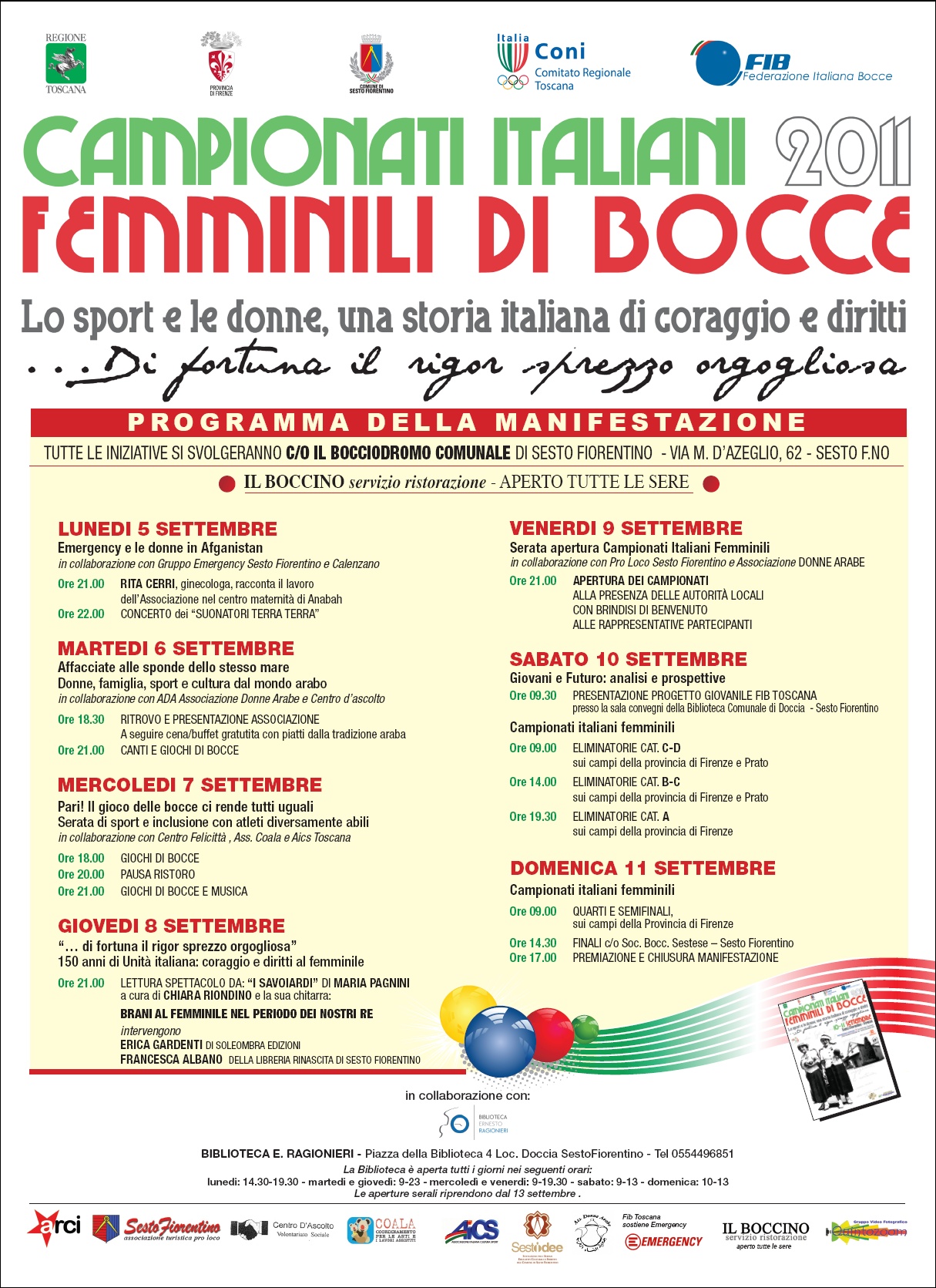 Programma dei Campionati italiani di bocce