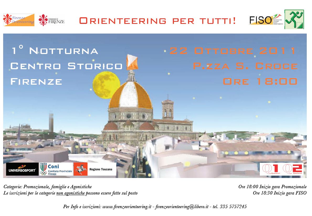 Locandina della 1a notturna Centro storico di Firenze di Orienteering