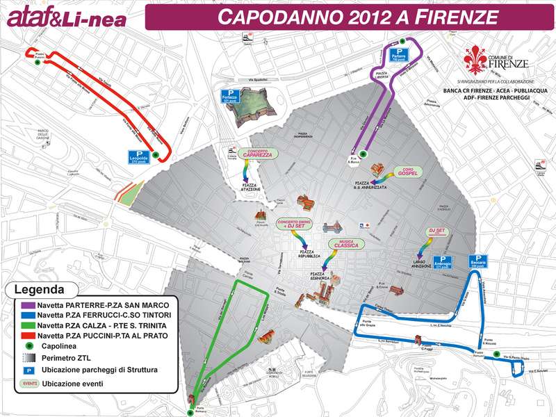 Percorsi delle navette per Capodanno