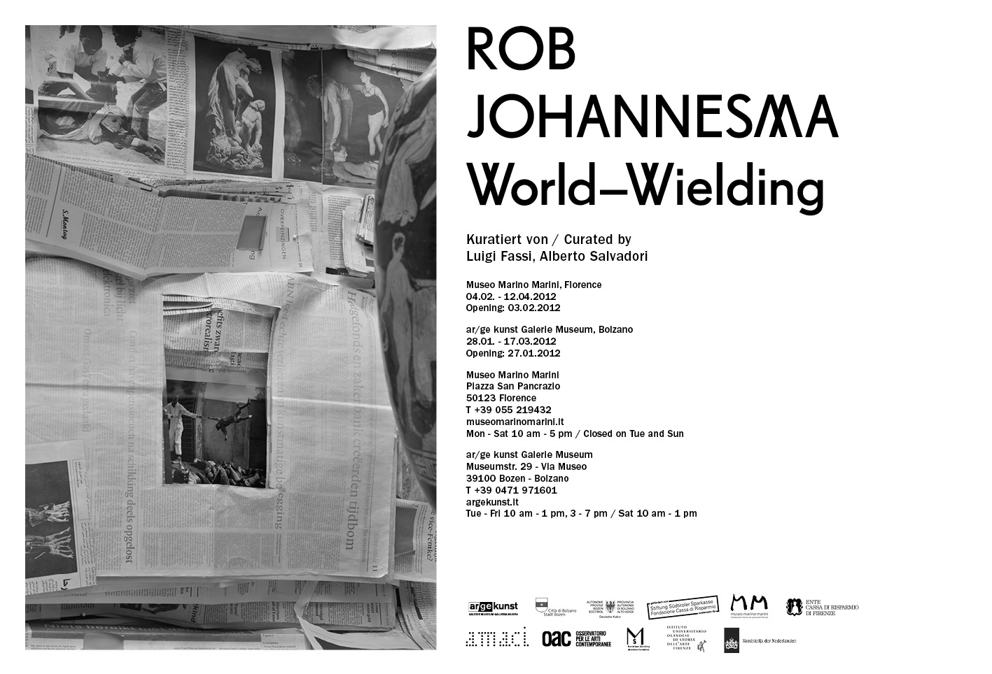 Locandina della mostra di Rob Johannesma al Museo Marini