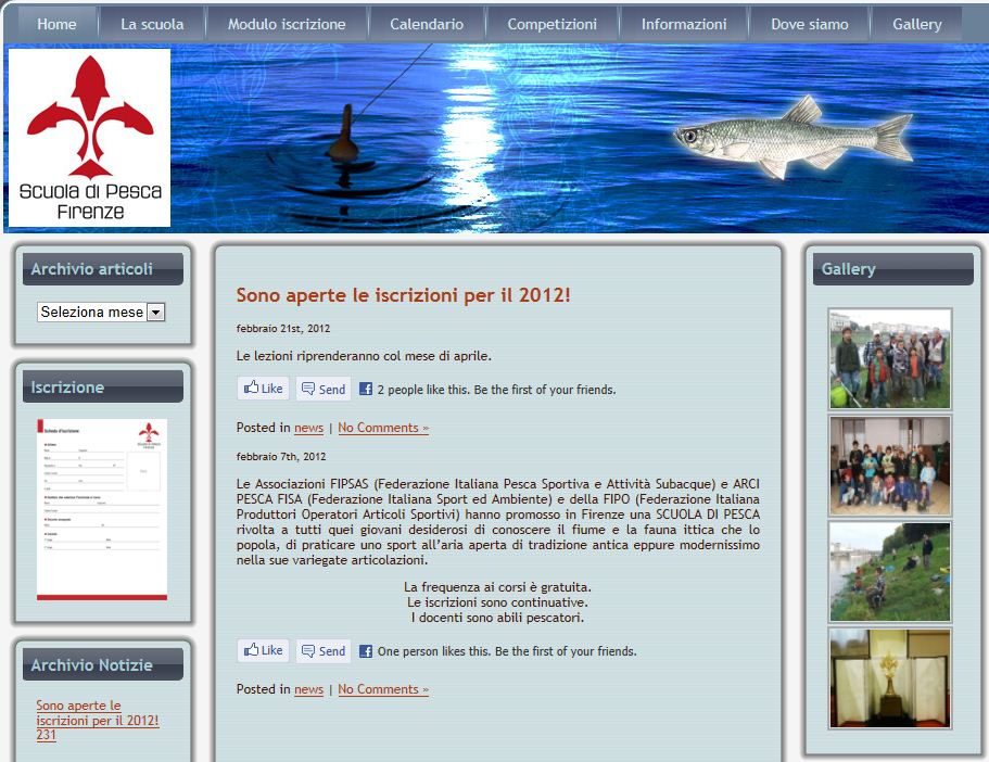 Il nuovo sito della scuola di pesca di Firenze