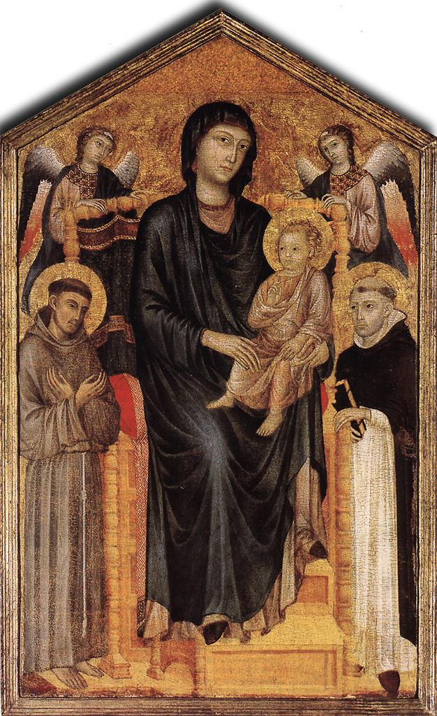 Maestà del Cimabue con Madonna, Bambino, San Francesco e San Domenico