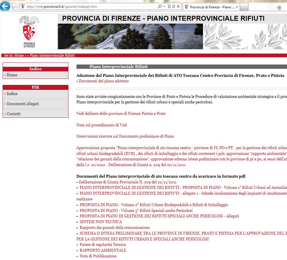 Il Piano interprovinciale Rifiuti sul sito del Garante della Comunicazione