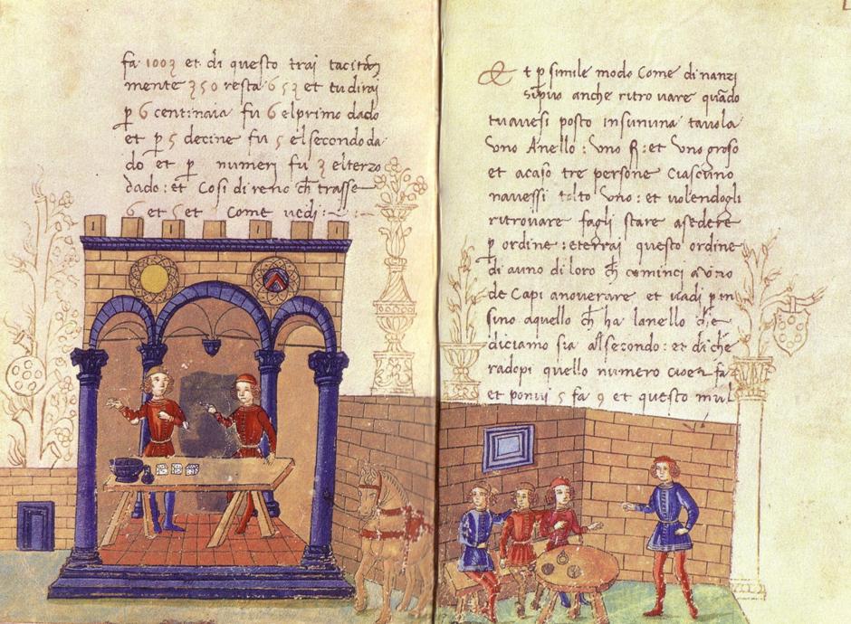 libro di matematica di Giuliano, figlio di Lorenzo Il Magnifico