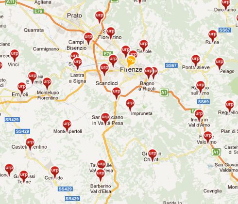 Mappa degli urp della Provincia di Firenze