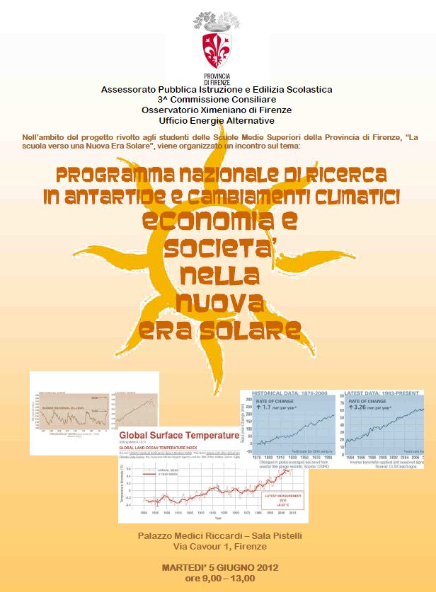 Locandina dell'incontro 'La scuola verso una Nuova Era Solare'