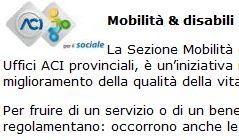 La sezione mobilità e disabili sul sito dell'ACI