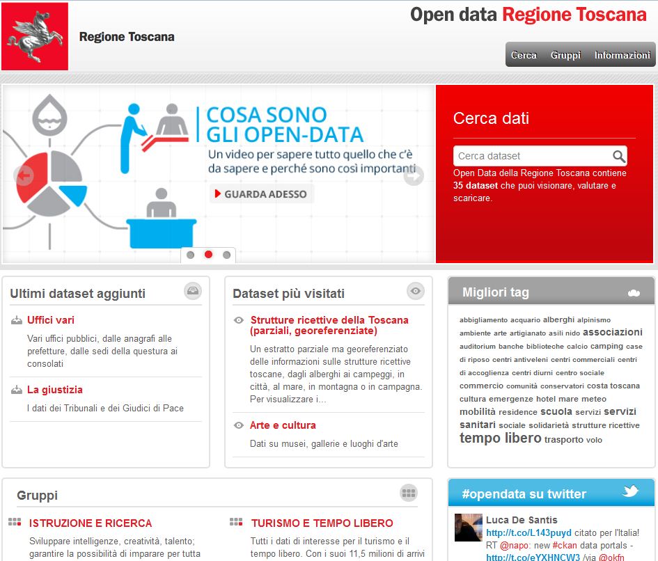 Open data sul sito della Regione Toscana