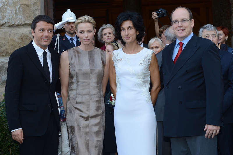 Il sindaco Renzi con la moglie Agnese e i principi Alberto II e Charlène di Monaco