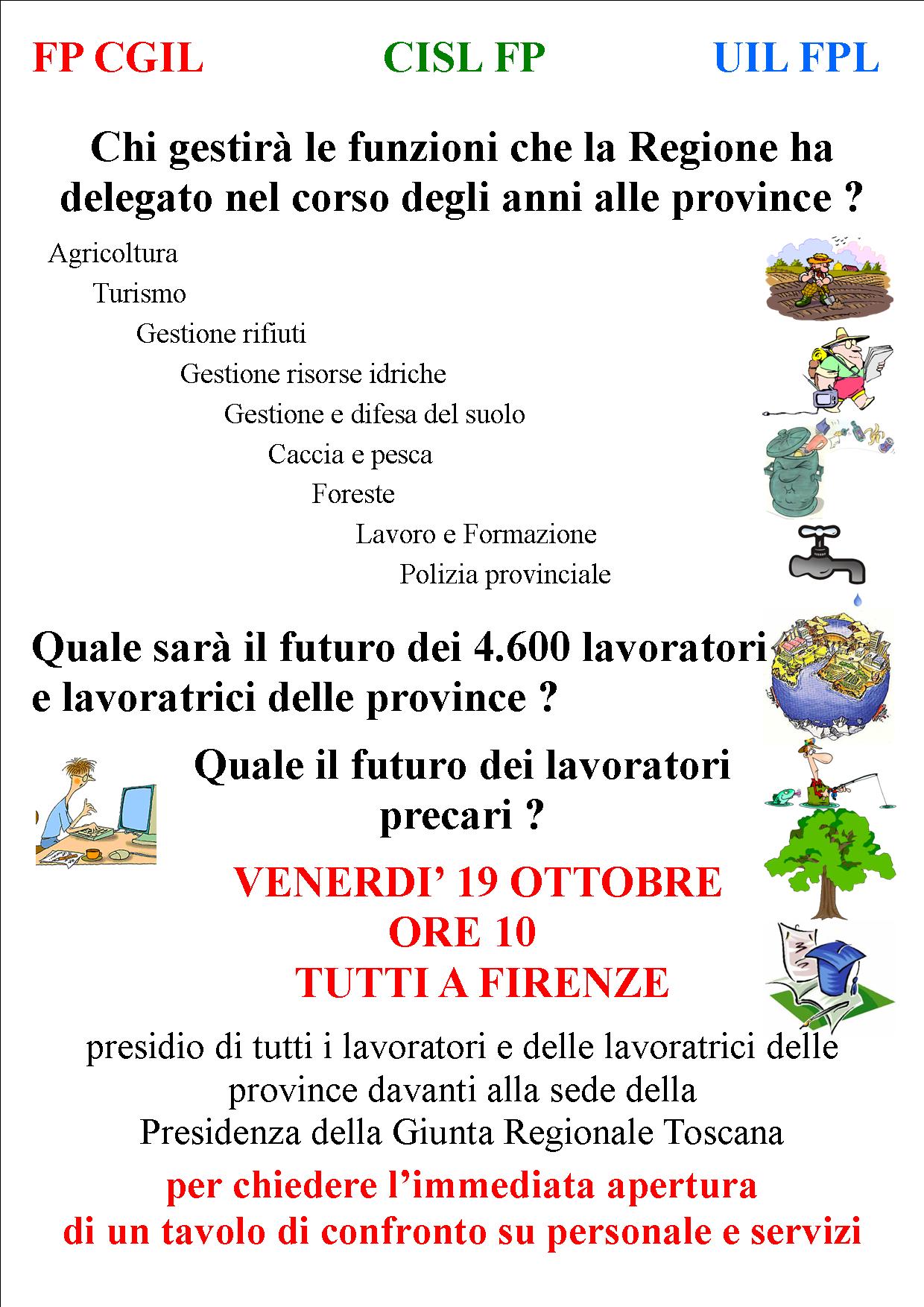 Volantino del presidio del 19 ottobre davanti alla sede della Presidenza della Giunta regionale toscana