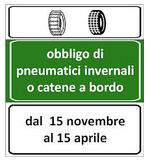 Segnalazione di obbligo di catene a bordo