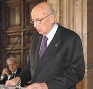 Il presidente della Repubblica Giorgio Napolitano