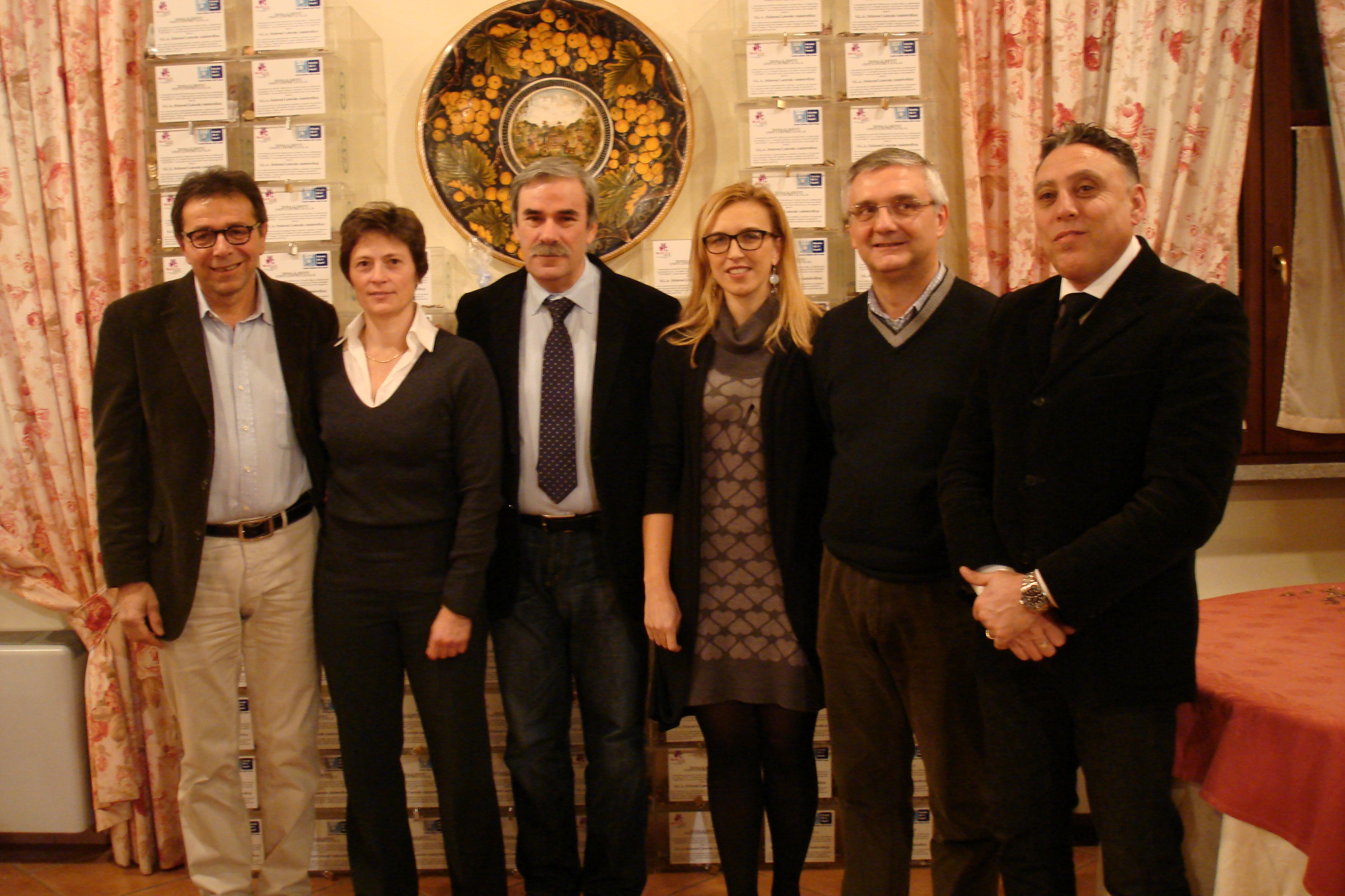Da sinistra Leonello Guidi, Maria Letizia Bartolozzi, Vittorio Gabbanini, Elisabetta Bertini, Renato Colombai, Michele Delena