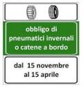 Cartello obbligo di catene a bordo