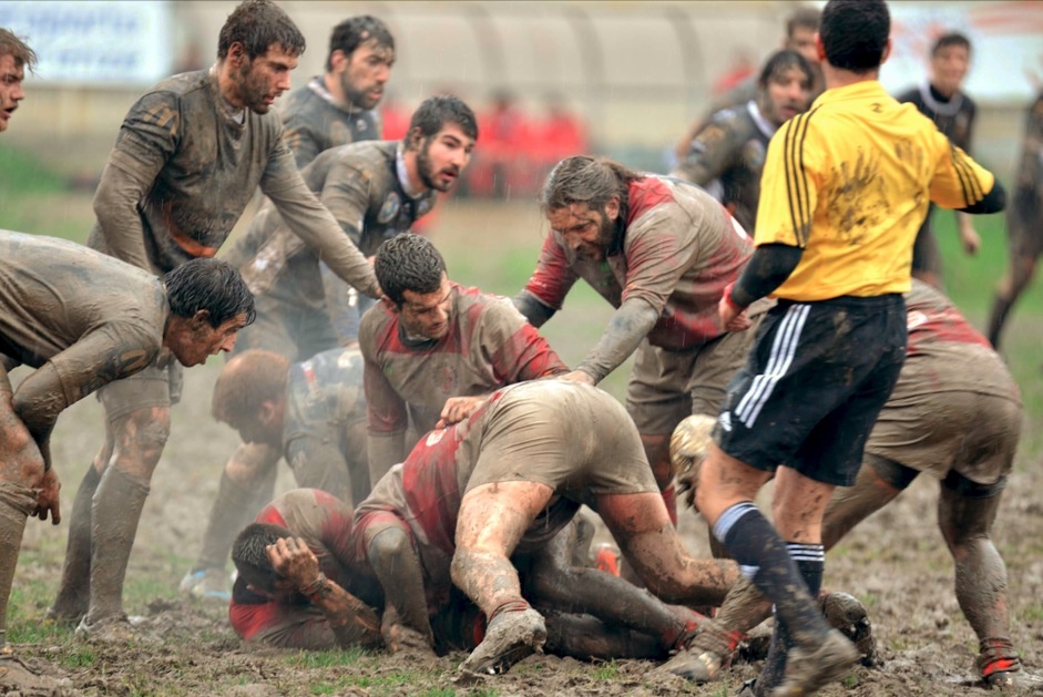La battaglia nel fango del Padovani nell'ultimo incontro con Udine. Foto: Umberto Fedele