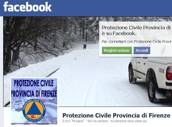 La Protezione civile della Provincia di Firenze su facebook