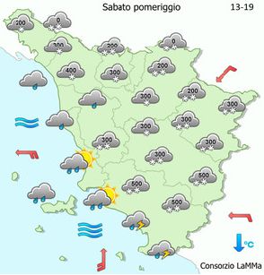 Previsioni del Lamma per il pomeriggio di sabato
