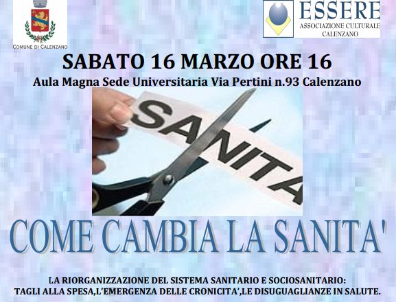 Locandina del convegno del 16 marzo a Calenzano sulla sanita'