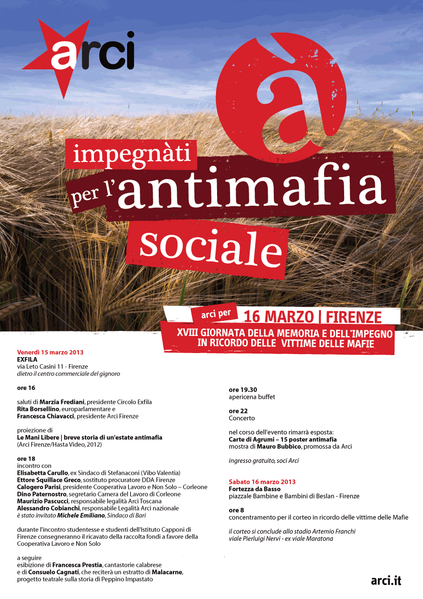 Locandina-Programma dell'iniziativa 'à | impegnàti per l'antimafia sociale' in formato pdf