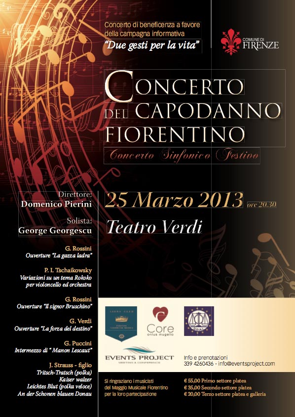 Locandina del Concerto del Capodanno fiorentino al Teatro Verdi di Firenze