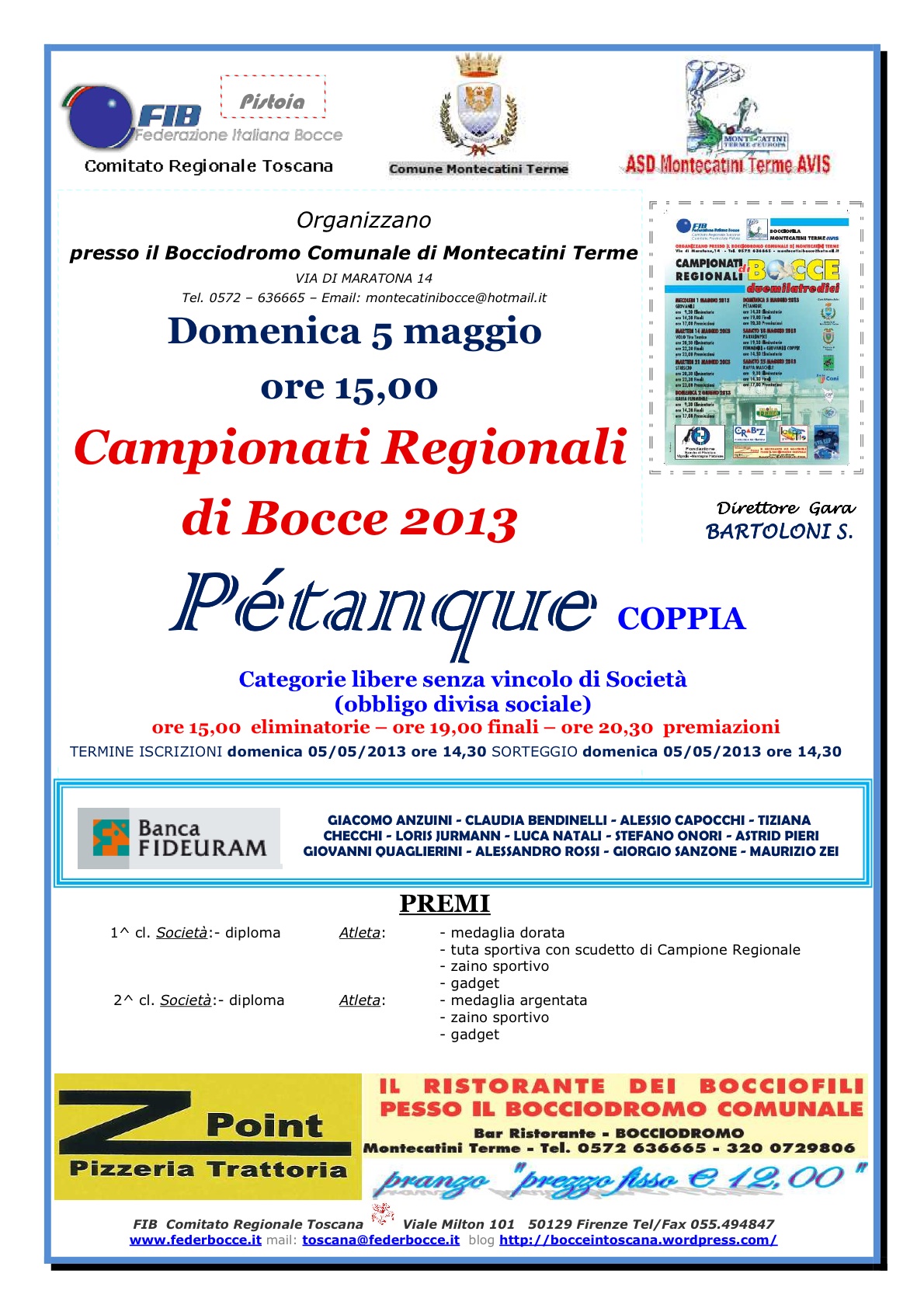 Manifestino Campionati regionali di bocce, Petanque