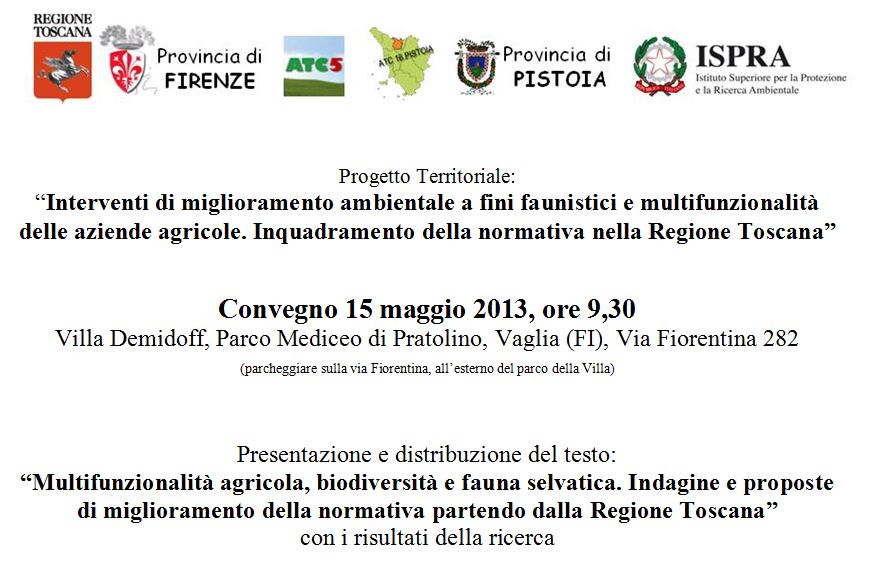 Slide del convegno 'Interventi di miglioramento ambientale a fini faunistici e multifunzionalita' delle aziende agricole'