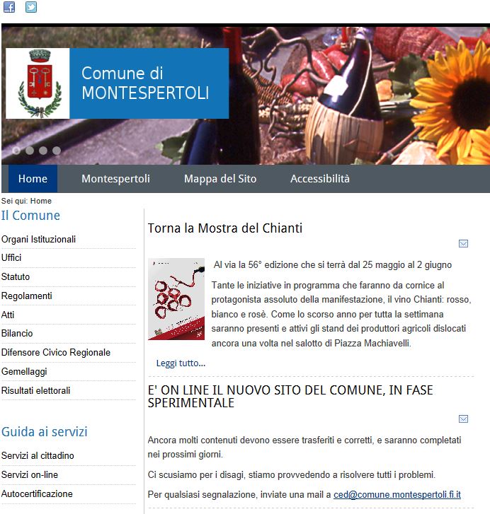Il sito del Comune di Montespertoli