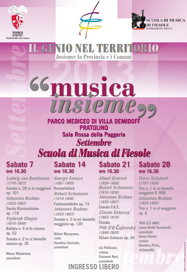Locandina dei concerti di settembre nel Parco di Pratolino