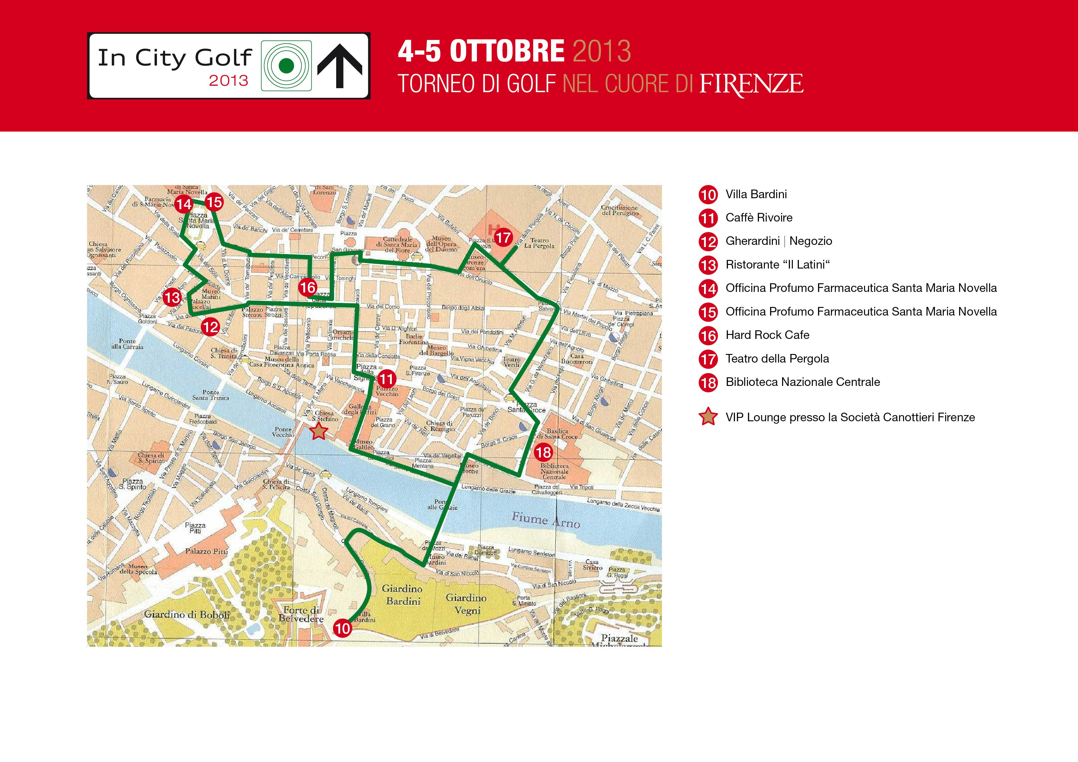Il percorso di In city Golf il 5 ottobre a Firenze