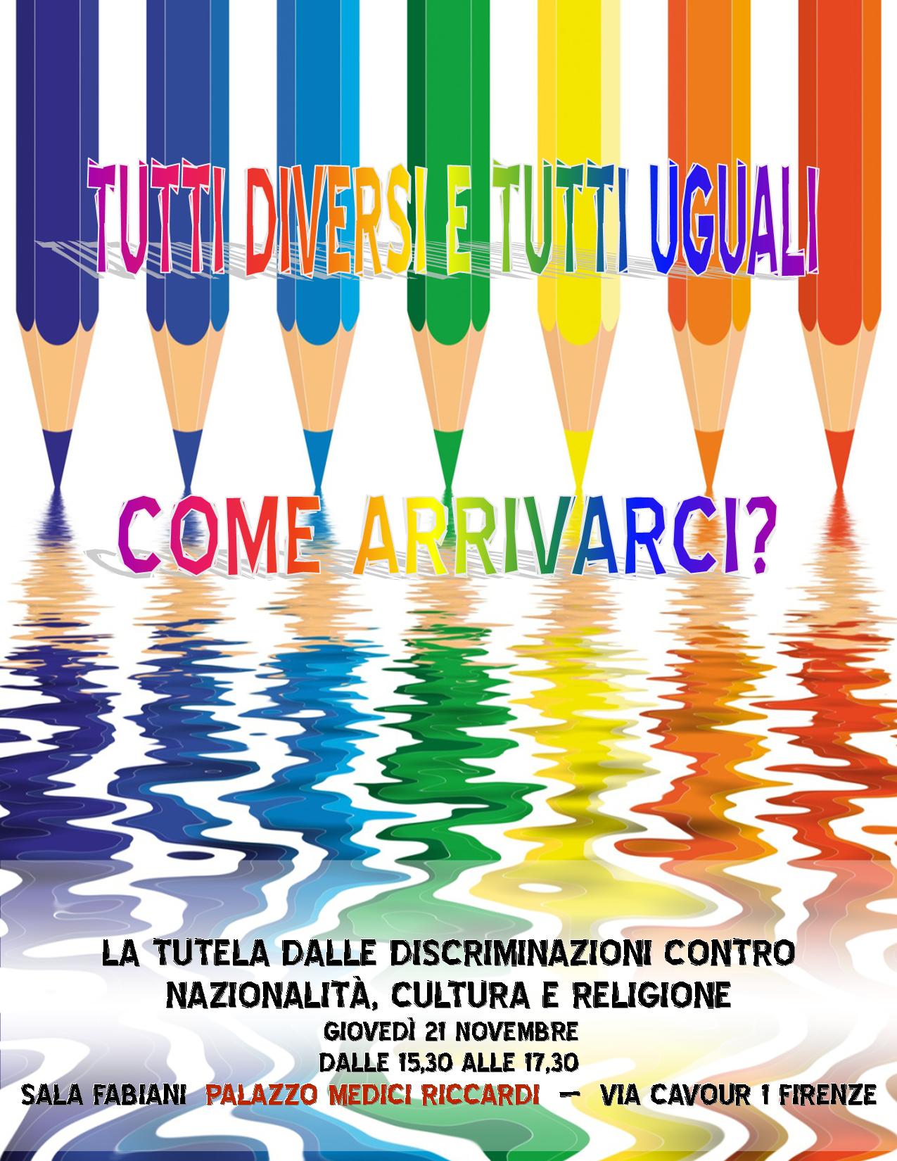 Locandina dell'incontro 'Tutti diversi e tutti uguali, come arrivarci'