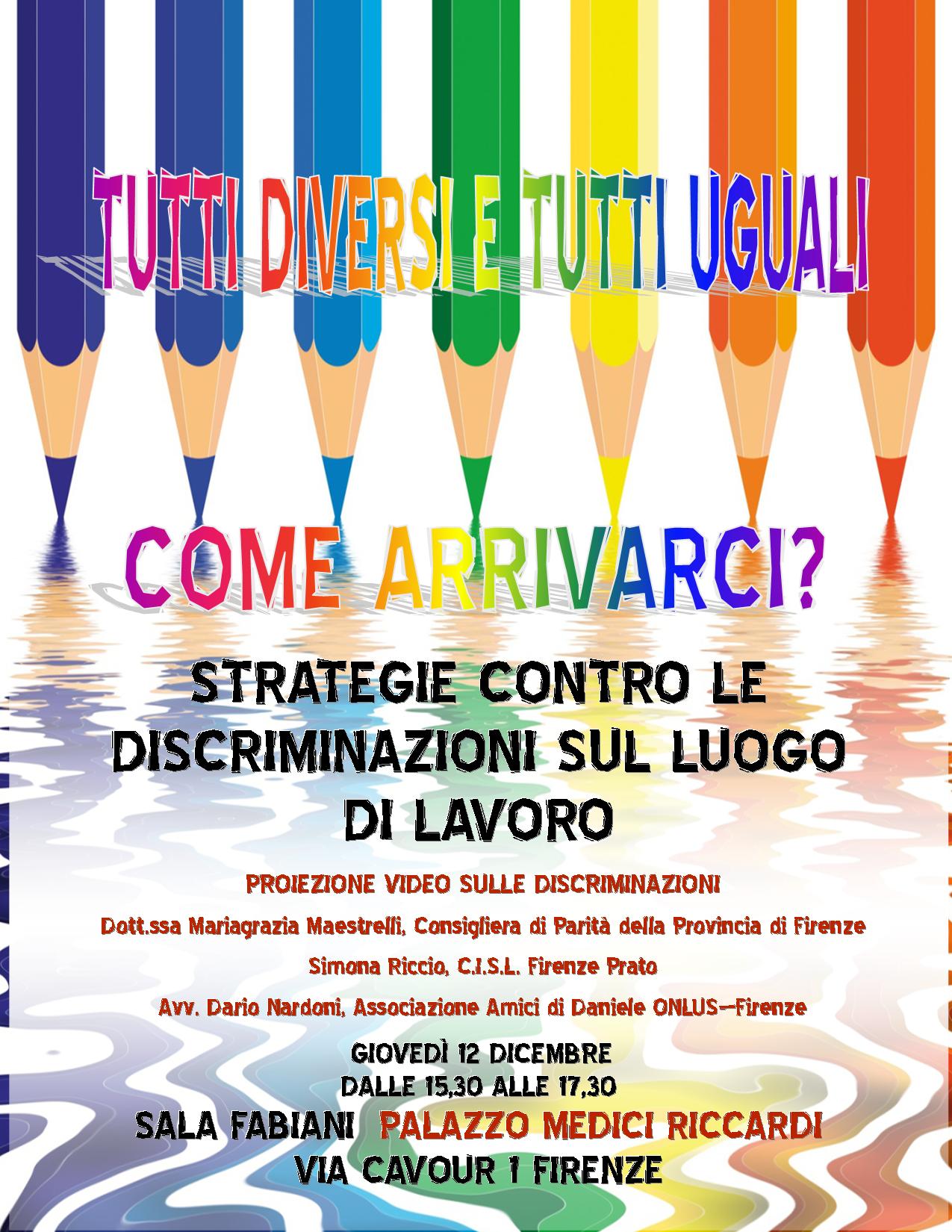 Locandina dell'incontro del 12 dicembre per il ciclo 'Tutti diversi e tutti uguali'