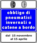 Cartello obbligo di catene a bordo