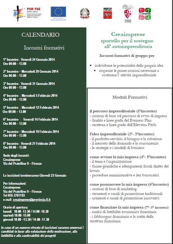 Locandina dei percorsi formativi presso i Centri per l'Impiego