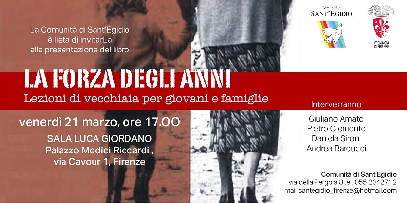 L'invito per la presentazione del libro 'La forza degli anni'