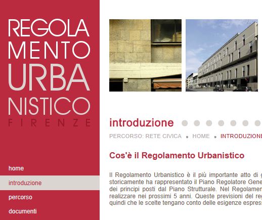 Regolamento urbanistico sul sito del Comune di Firenze