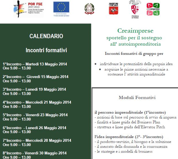 Brochure dello sportello Creaimprese