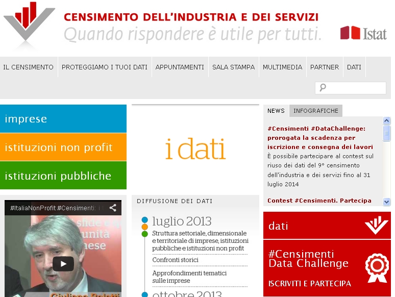 La oagina del censimento sul sito di Istat