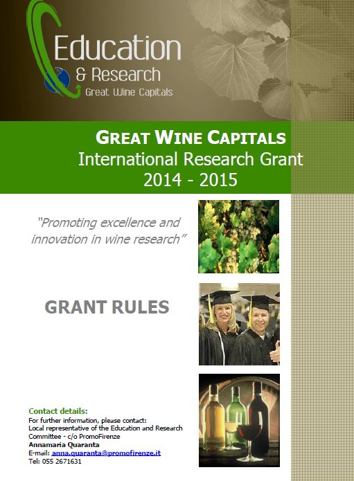 Immagine dal regolamento del premio in borse di studio della rete mondiale delle capitali del vino