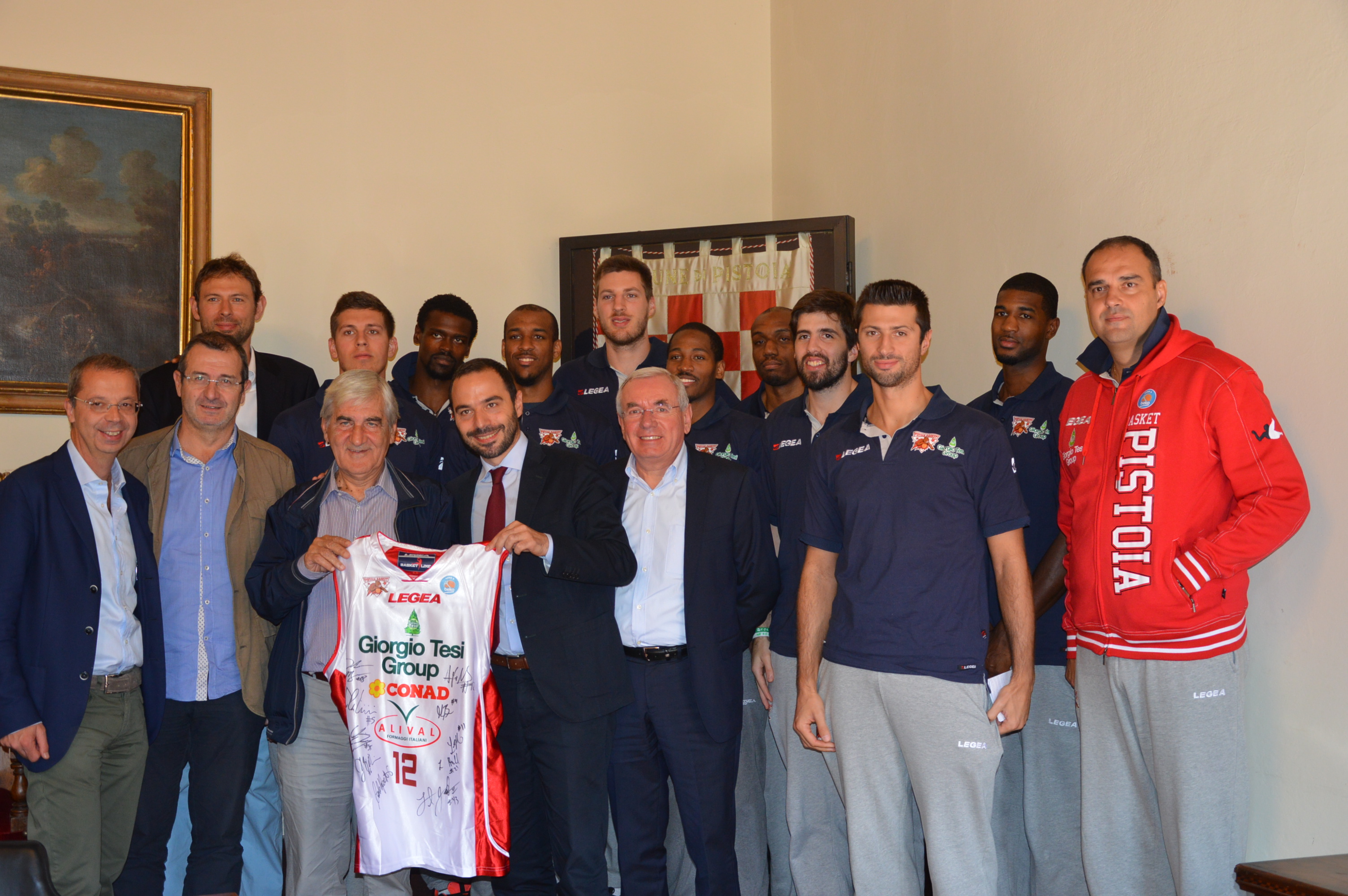  il sindaco Bertinelli e l’assessore allo sport Tuci hanno incontrato i giocatori e i dirigenti della Giorgio Tesi Group Pistoia 