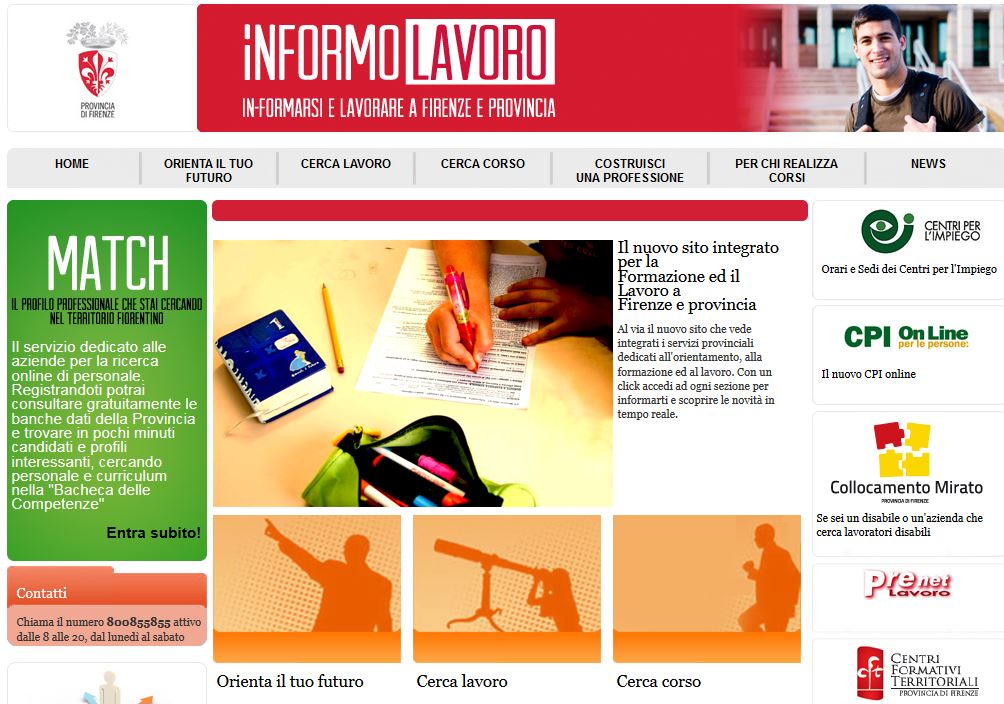 Schermata del sito Informolavoro