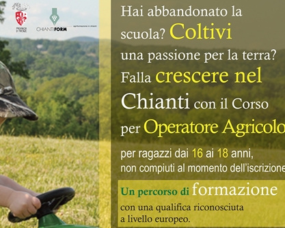 Volantino del corso per giovani agricoltori nel Chianti