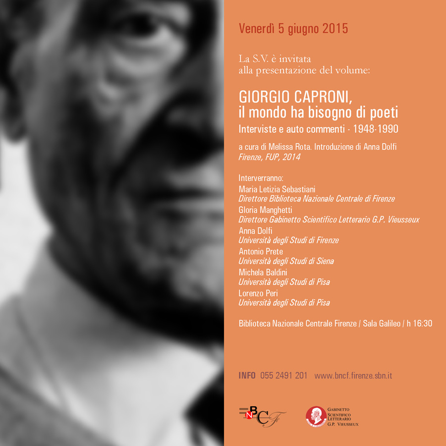 Invito Evento di Giorgio Caproni 